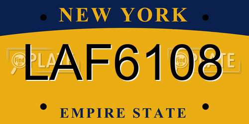 LAF6108 New York License Plate
