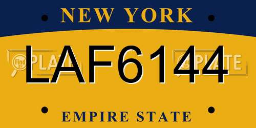LAF6144 New York License Plate