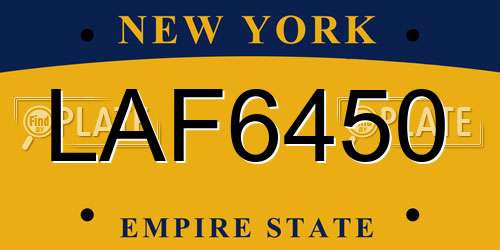 LAF6450 New York License Plate