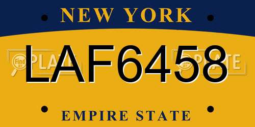 LAF6458 New York License Plate