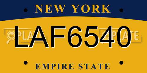 LAF6540 New York License Plate
