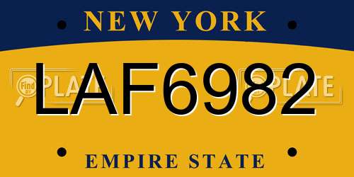 LAF6982 New York License Plate