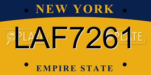 LAF7261 New York License Plate