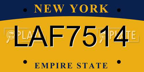 LAF7514 New York License Plate