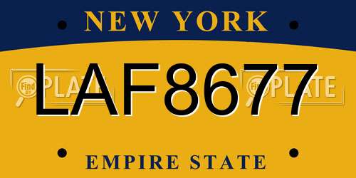 LAF8677 New York License Plate