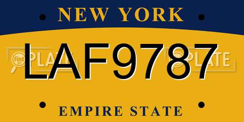 LAF9787 New York License Plate