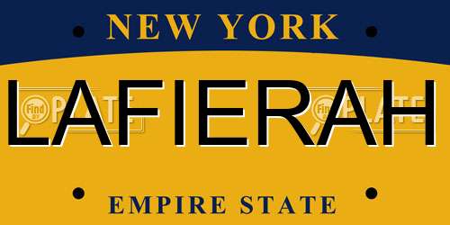 LAFIERAH New York License Plate