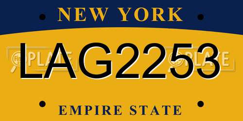 LAG2253 New York License Plate