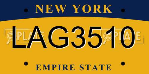 LAG3510 New York License Plate