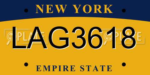 LAG3618 New York License Plate