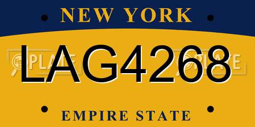 LAG4268 New York License Plate