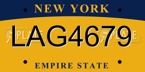 LAG4679 New York License Plate