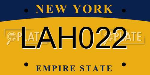 LAH022 New York License Plate