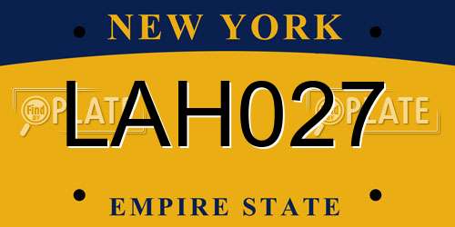 LAH027 New York License Plate