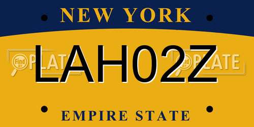 LAH02Z New York License Plate
