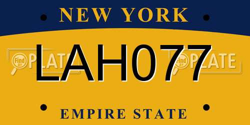 LAH077 New York License Plate
