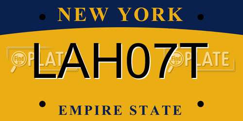 LAH07T New York License Plate