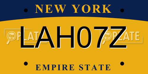 LAH07Z New York License Plate