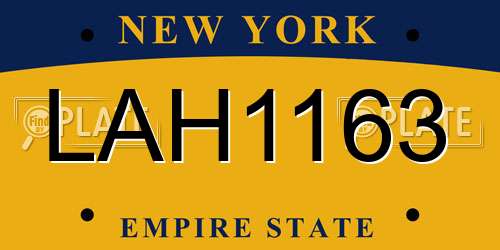 LAH1163 New York License Plate