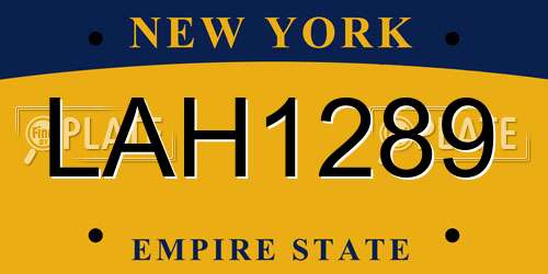 LAH1289 New York License Plate