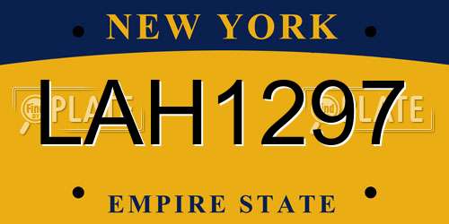 LAH1297 New York License Plate