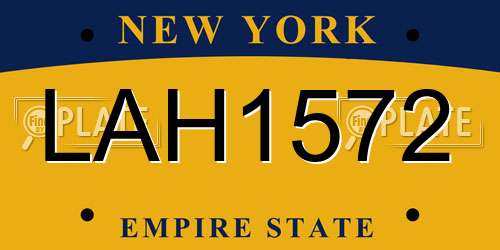 LAH1572 New York License Plate