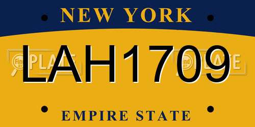 LAH1709 New York License Plate