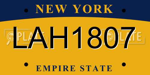 LAH1807 New York License Plate