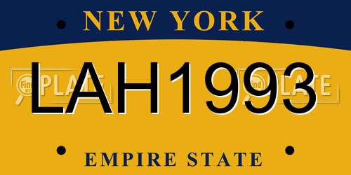 LAH1993 New York License Plate