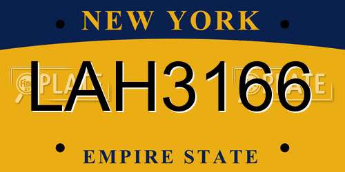 LAH3166 New York License Plate