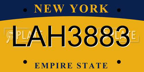 LAH3883 New York License Plate
