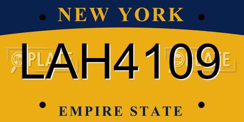 LAH4109 New York License Plate