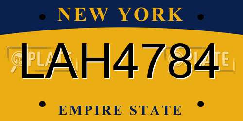 LAH4784 New York License Plate