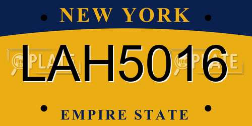 LAH5016 New York License Plate