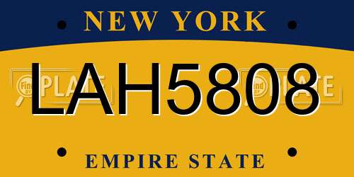 LAH5808 New York License Plate