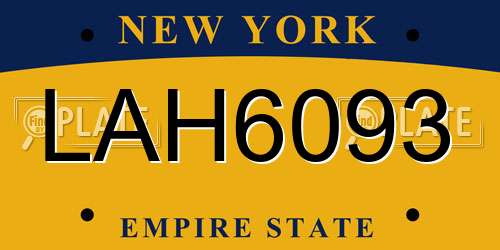 LAH6093 New York License Plate