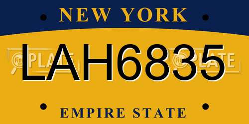 LAH6835 New York License Plate