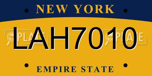 LAH7010 New York License Plate