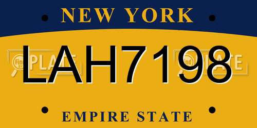 LAH7198 New York License Plate