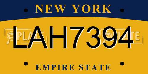 LAH7394 New York License Plate