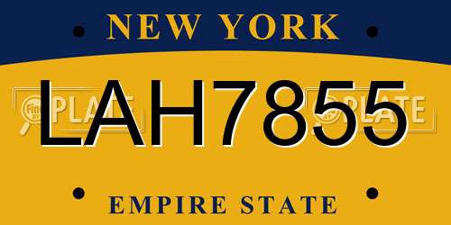 LAH7855 New York License Plate