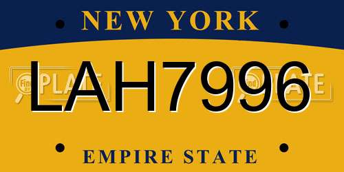 LAH7996 New York License Plate