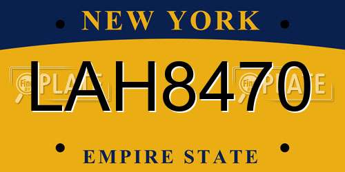 LAH8470 New York License Plate