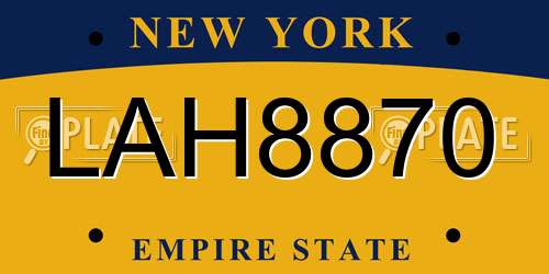 LAH8870 New York License Plate