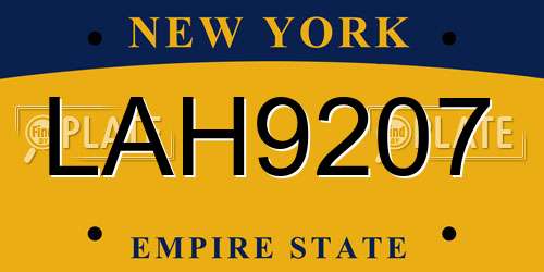LAH9207 New York License Plate