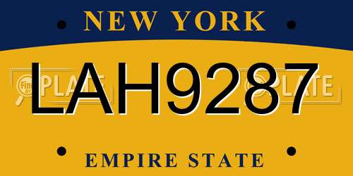 LAH9287 New York License Plate
