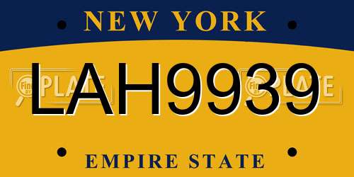 LAH9939 New York License Plate