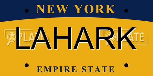 LAHARK New York License Plate