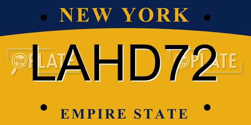 LAHD72 New York License Plate