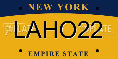 LAHO22 New York License Plate
